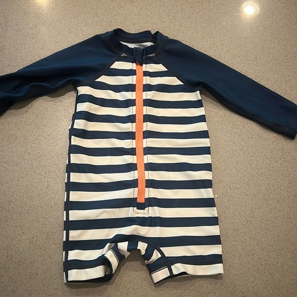 Blue striped Baby rash guard swimsuit - Picture 1 of 3